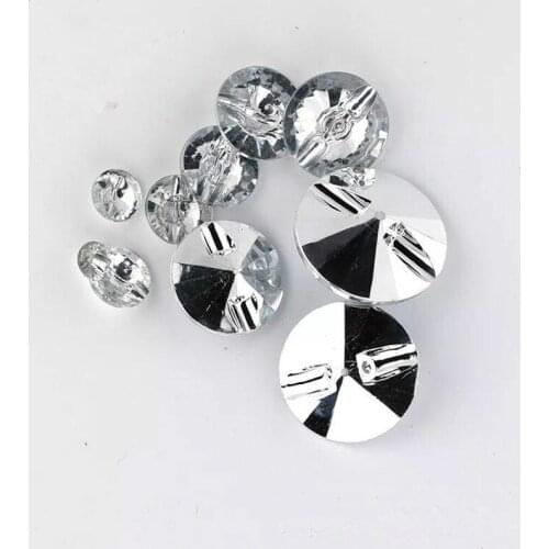 50PCS/LOT Clear White Crystal Buttons Sewing Rhinestones Round Acrylic Button Sew On Strass Crystals Point Stones for Clothing