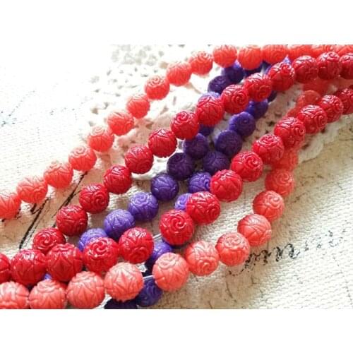 8MM 98Pcs Flower Ball Resin Stone Powder Loose Bead Strands Jewelry Beads Findings