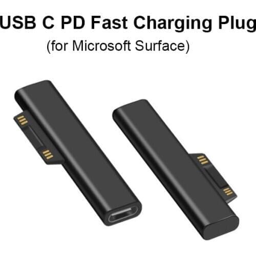 Dc Power Adapter Plug Converter for Microsoft Connector USB Type C PD Fast Charging Plug for Microsoft Surface Pro 3 4 5 6 7 Go