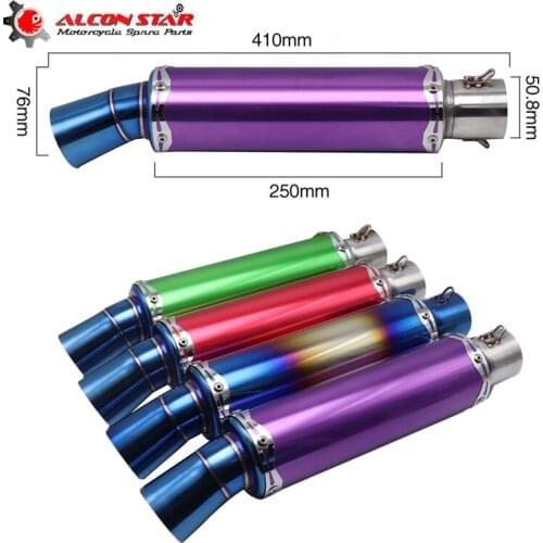 Alconstar- 51mm Inlet Modified Motorcycle Exhaust Pipe Muffler Slip On For Honda CBR250R CB400X CRF250L For Kawasaki Z400 KX250