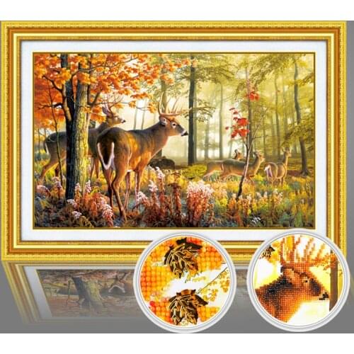 Autumn Deer Christmas Landschap Special Shaped,Diamond Embroidery,5D,Diamond Painting,Cross Stitch,3D,Diamond Mosaic Decoration