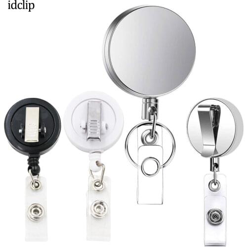 Idclip 1PC Metal Retractable Badge Holder Heavy Duty ID Badge Reels with Key Chain Belt Clip ID / Key Card