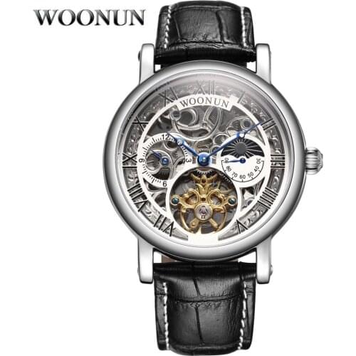 Luxury Men Watches Men Automatic Mechanical Watches Men Moon Phase Tourbillon Men Watches Leather Wristwatch horloge mannen