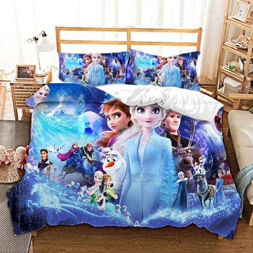 Disney Frozen 2 Bedding Set Anna Elsa Princess Quilt Cover Cartoon Printed Bed Spead Duvet Cover Pillowcase Child Bedroom Gift