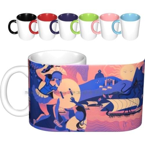 Homeric Landscape-Summer Ceramic Mugs Coffee Cups Milk Tea Mug Flaroh The Iliad Iliad Achilles Patroclus Hector Troy The