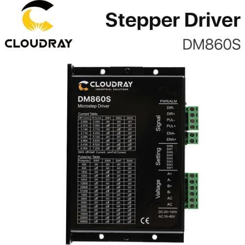 Cloudray 2-Phase Stepper Driver DM860S Supply Voltage 18-80VAC & 24-100VDC Output 2.4-7.2A Current