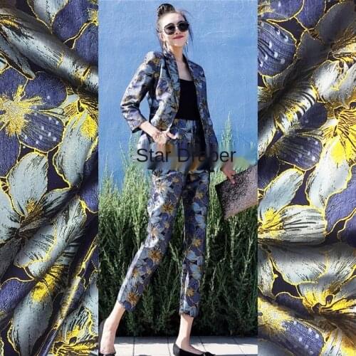 European style elegant gold silk three-dimensional precision jacquard fashion dress suit windbreaker brocade garment fabric