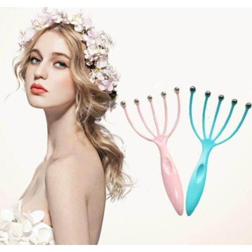 Blue Pink Five Finger Hand Held Scalp Massager Hair Held SPA Scalp Neck Stress Relief Massage Comb Release Head Hair Care