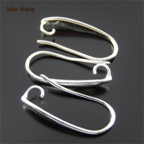 Julie Wang 6PCS Copper Bright Silver Color Jewelry Making Ear Hooks Accessory Clasps Earring Handcraft Accessories