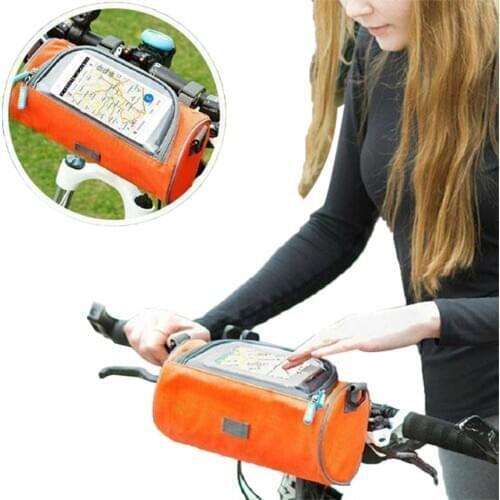 Unisex Bicycle Bag Large Capacity Waterproof Outdoor Storage Bag Touch Screen Mobile Phone Front Bags Solid Color