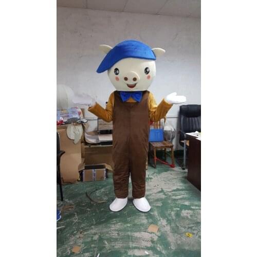 Pig Mascot Costume Pig brown cloth Cartoon appear Cosplay Carnival Costume Anime Cosplay Mascotte
