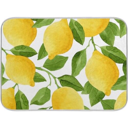 Microfiber Dish Drying Mat For Kitchen Lemon Print Quick Drying Absorbent Placemat Tableware Pad Dish Mat Non-slip Meal Mat