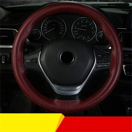 Leather Car Steering Wheel Cover Four Seasons Universal Non-Slip Steering Case Wheel Cover Steering-Wheel Interior Accessories