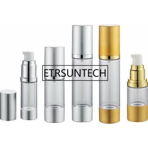 15ml 30ml 50ml Silver Gold High-grade Refillable Bottles Portable Airless Pump Dispenser Bottle For Travel Lotion Make up Tools