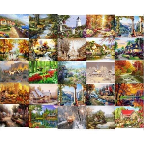 Snowing senenery house Needlework,Sets For full Embroidery kits,Home decor 14/18/28ct /11ct white canvas,Dmc,Diy,Cross stitch