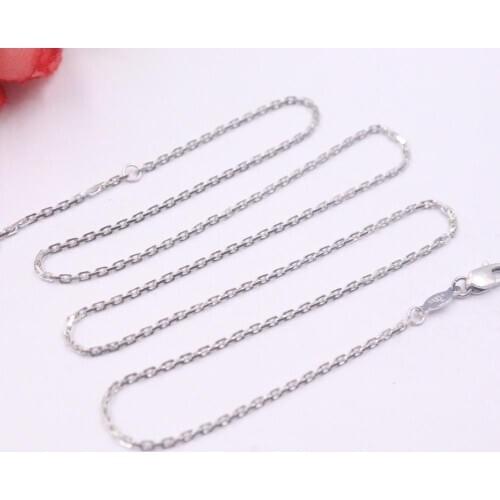 New Pure Platinum 950 Necklace 1.2mm Rolo Link Chain Necklace 17.71''L Pt950