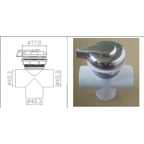 1.5" Inch SS hot tub spa water diverter Chromed 1.5 inch water selector
