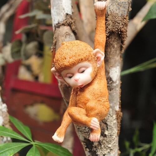 Resin Garden Statues Naughty Monkey Sculpture UV Resistant Yard Decoration Funny Animal Animal Hanging Tree Ornaments for Home