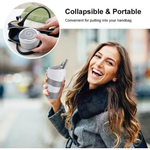 Hot Folding Silicone Cup Portable Telescopic Drinking Collapsible Coffee Cup With Leak-proof Lid Multi-function Silica Mug Trave