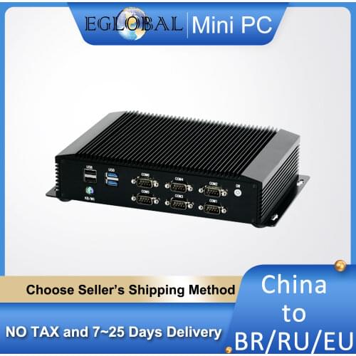 Industrial Fanless Mini PC Intel i7-8550U i5-8250U i3 DDR4 Rugged Computer 2*Intel Lans 6*COM 8*USB GPIO LPT HDMI VGA 3G/4G WiFi