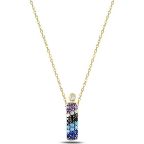 Silver 925 Set-REL-Letter Colorful Zircon Stone Ghost Pendant