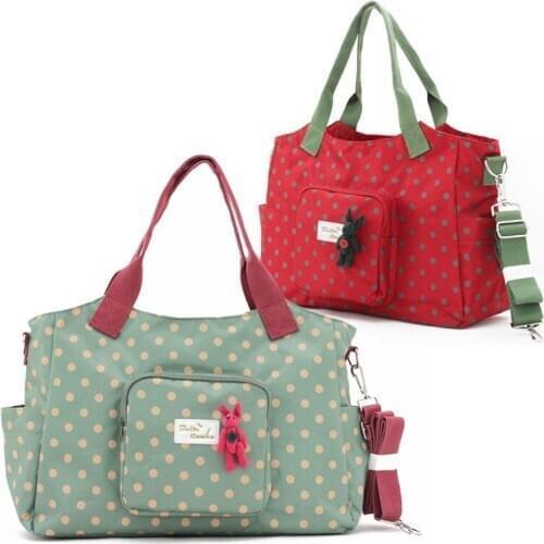 Fashion Mommy Travel Bag Diaper Bags Dots Cute Bear Large Capacity Light Convenient Waterproof Multifunction Hand Shoulder Bag