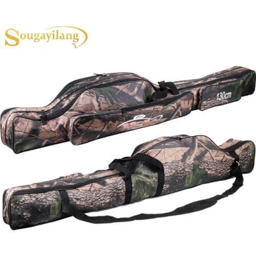 Sougayilang High Quality 1.3M Fishing Bag 2 Color Waterproof Large Capacity Bag Camouflage Nylon 3 Layers Fishing Tackle Bag