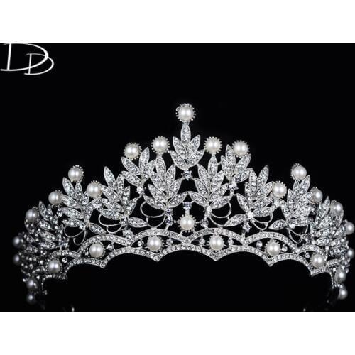 DODO Gorgeous Queen Crown Wedding Hair Accessories For Bride Vintage Pageant Tiara Shining Rhinestone Diadem Hair Jewelry HF057