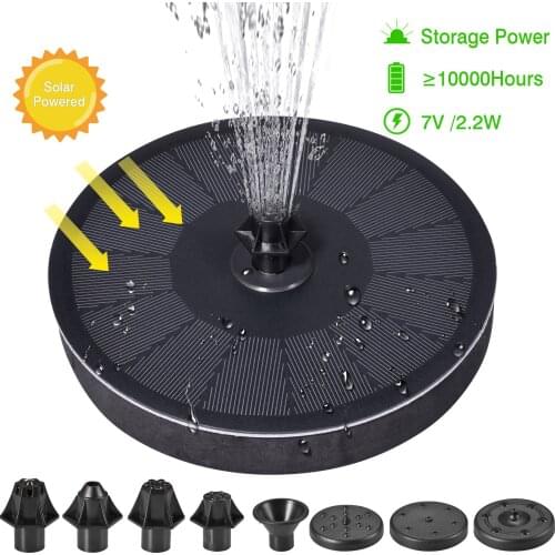 2.2W Solar Fountain Pump Solar Powered Water Fountain Garden Fountain Floating Water Solar Waterfall Pool Pond Garden Decoration