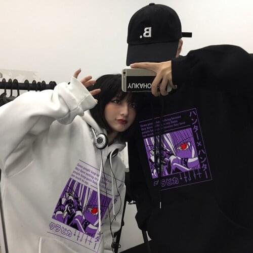 Japanese Anime Hunter X Hunter Killua Zoldyck Devil Eyes Print Tops Women Pullovers Harajuku Chic Sweatshirt Hoodies Streetwear