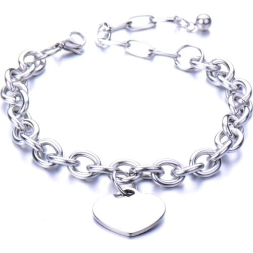 Fashion Stainless Steel Love heart Charm Bracelets&Bangles For Women Chain Charm Bracelet Birthday Party Gift Fashion Jewelry