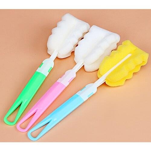 1/3/5 Pcs Sponge Brush With Long Handle Soft Sponge Brush Water Bottle Glass Cup Washing Cleaning Tool