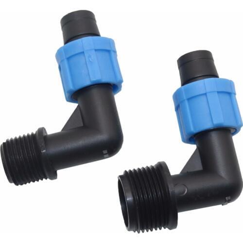 10 Pcs Drip Tape 5/8" Lock Elbow - Make 90 degree turns in 1/2" External thread irrigation system pipe fittings plastic