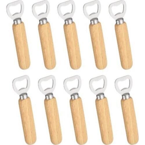 10Pcs/Set Bartender Bottle Opener Rubber Wood Handheld Wine Beer Soda Glass Cap Bottle Opener for Home Kitchen Bar