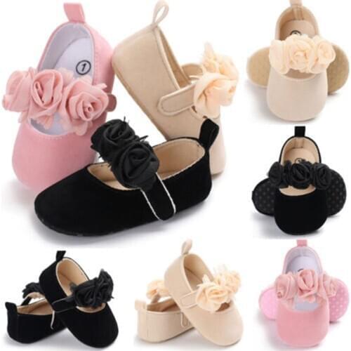 2018 Baby Girl Shoes Toddler Girl Shoes Crib Moccasins Floral Infant Soft Sole Leather Baby Shoes Anti-slip Flock Sneakers