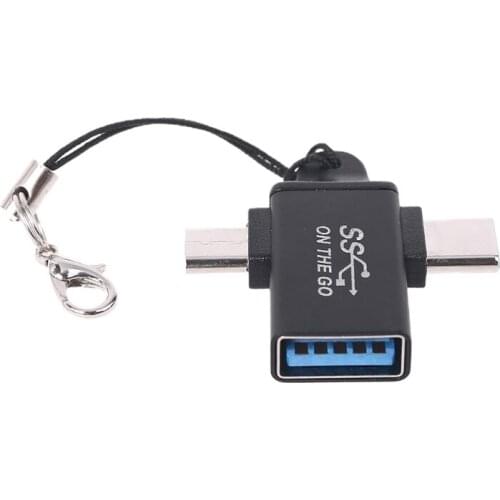 G5AA 2in1 Aluminum 90 Degree Micro USB Type C to USB 3.0 Female OTG Adapter Converter for Cellphone Tablet PC Flash Drives