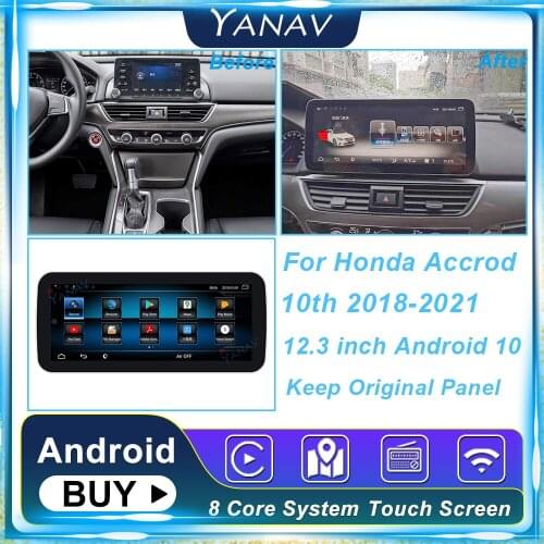 12.3" For Honda Accord 10 2018-2021 Android Car Radio Stereo Receiver Autoradio 2 din GPS Navigation Multimedia Video Head Unit