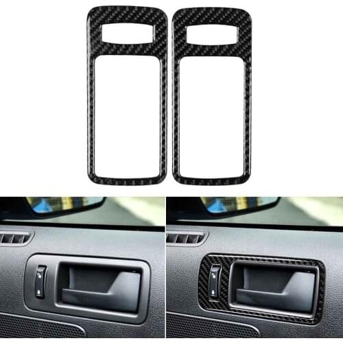 Carbon Fiber Car Inner Door Handle Bowl Frame Cover Molding Trim Sticker For Ford Mustang 2009-2013 Auto Accessories