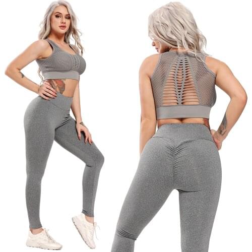 Seamless Yoga Set Fitness Womens Tracksuit Beauty Back T-shirts Hollow Crop Top High Waist Sports Leggings Gym Workout Suits