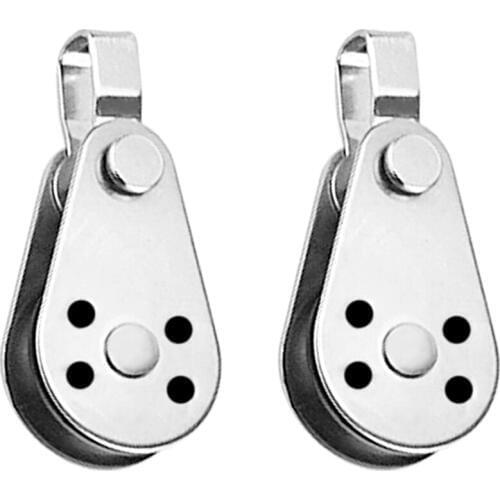 2pcs Rope Pulley Block 316 Stainless Steel Fixed Sheave for Marine Kayak Canoe Boat Sailing (Type A)