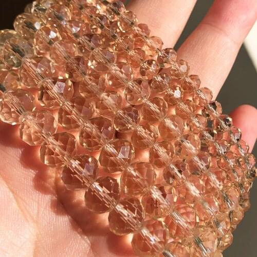 4 6 8 10 12mm Rondelle Austria Crystal Bead Transparent Champagne Faceted Glass Bead For Jewelry Making DIY Bracelet Accessories
