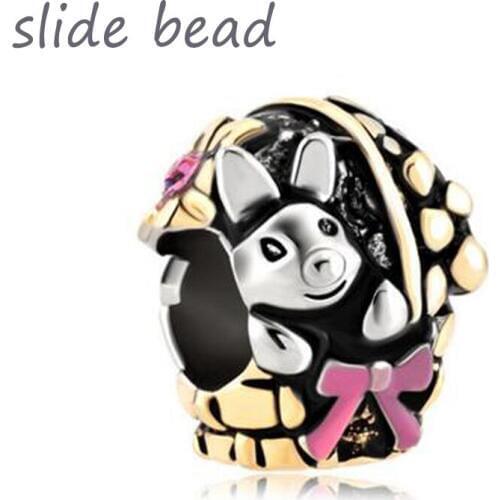 Beads for jewelry making Plated charm bracelet beads bunny basket color. fit Pandora diy charm bracelets