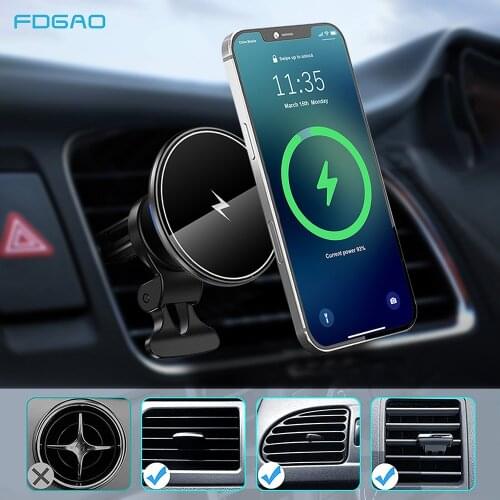 15W Fast Magnetic Car Wireless Charger Car Phone Holder For iPhone 12 Mini 12 Pro Max Magnet Adsorbable Car Mount Stand Bracket