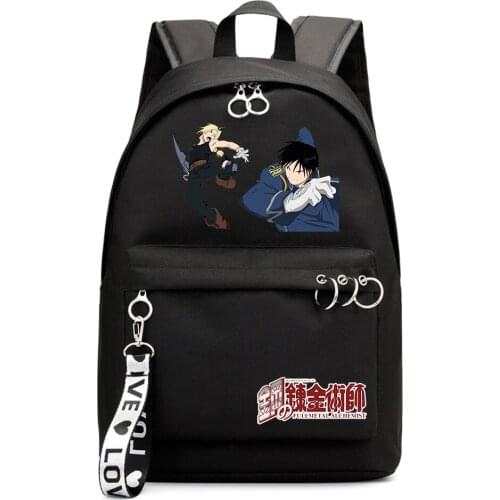 Fullmetal Alchemist Boys Girls Fashion Rucksack Schoolbag Packsack Zipper Backpack Shoulders Laptop Bag Teenger Student Bookbag