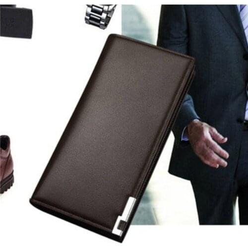 Wallet Long Bussiness Card Holder Hasp Wallet Aluminum Metal Credit PU Leather Purse Checkbook Mini Card Wallet For Man