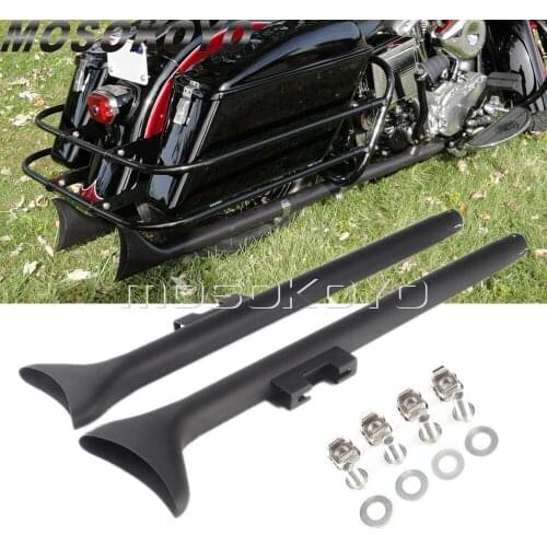 33" Black Fishtail Mufflers Exhaust for Harley 1.75 Inch O.D Header Pipe 1995-2016 Touring Street Glide Road Kind Road Glide