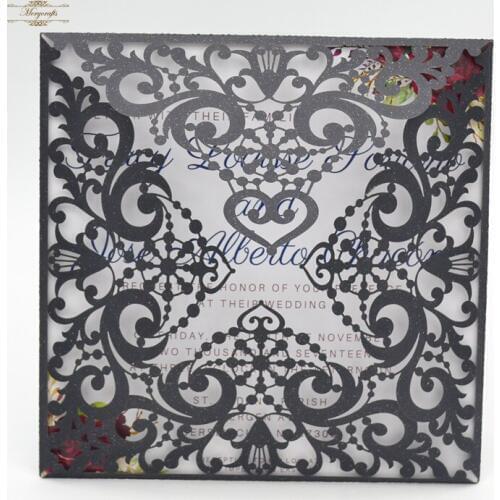 Black laser cut wedding invitation envelope luxurious wedding souvenirs guests