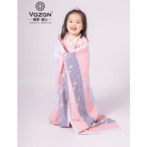 Yazan baby blanket crib bath towel 105*110cm More design AB face6 layers high quality cotton yarn soft breathable class A cloth