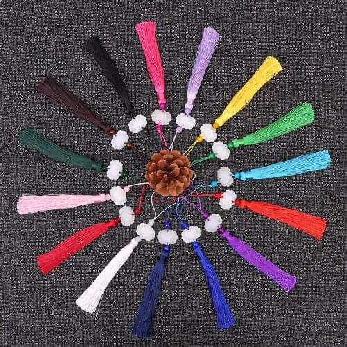 DIY Handmade Tassel Accessories Curtain White jade lotus Tassel Hanging Pieces Craft Supplies Tassel Pendant Decoration Fringe