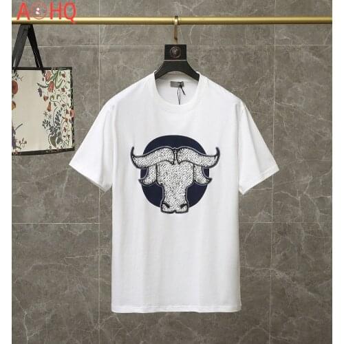 Spring Summer 2021 Brand New Design Letter Jacquard Bull Head Embroidery Printing Womens T-Shirt Oversized Tees Men 13120